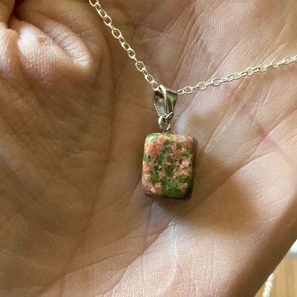 Genuine Unakite Stone Pendant and Necklace J4 - Picture 3 of 8